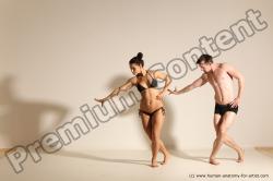 Underwear Woman - Man White Average Short Brown Dancing Dynamic poses Academic